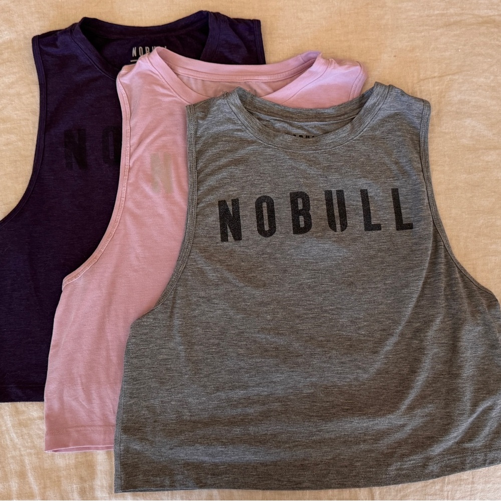 NOBULL Purple Sleeveless Crop Top set of 3